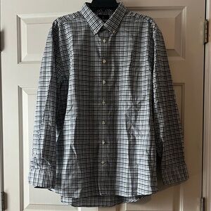 Stafford Men's Blue and Green Plaid Button Down Shirt